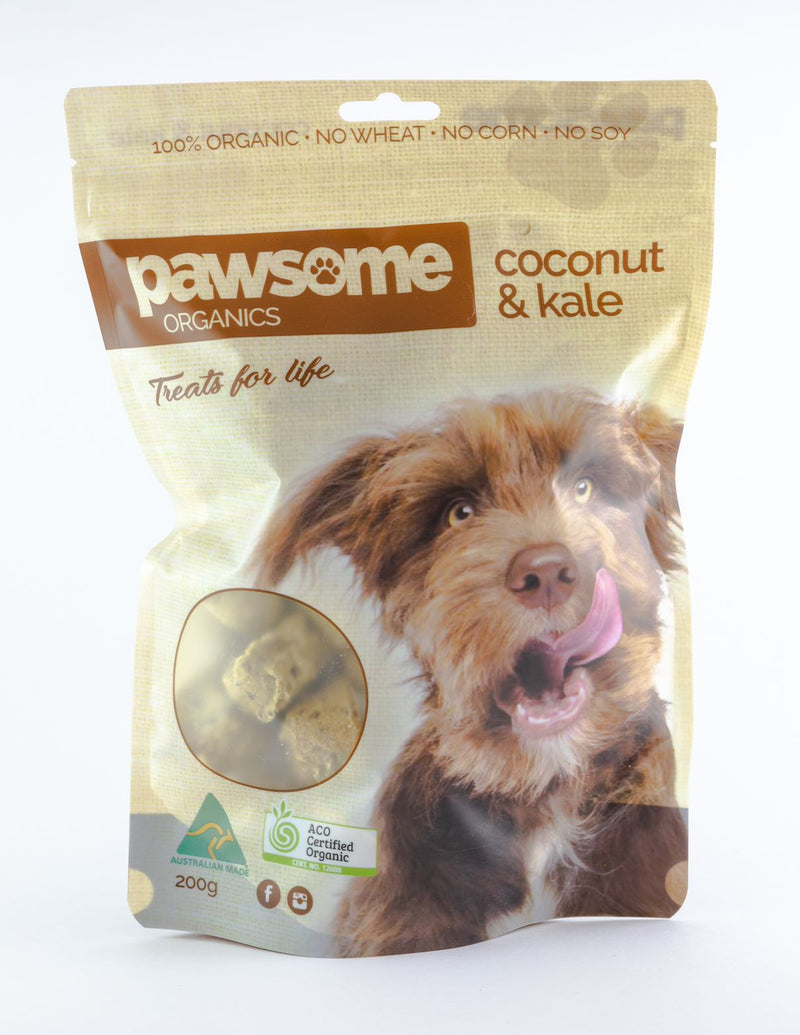 Pawsome Organics Certified Organic Coconut and Kale Dog Treats 200g