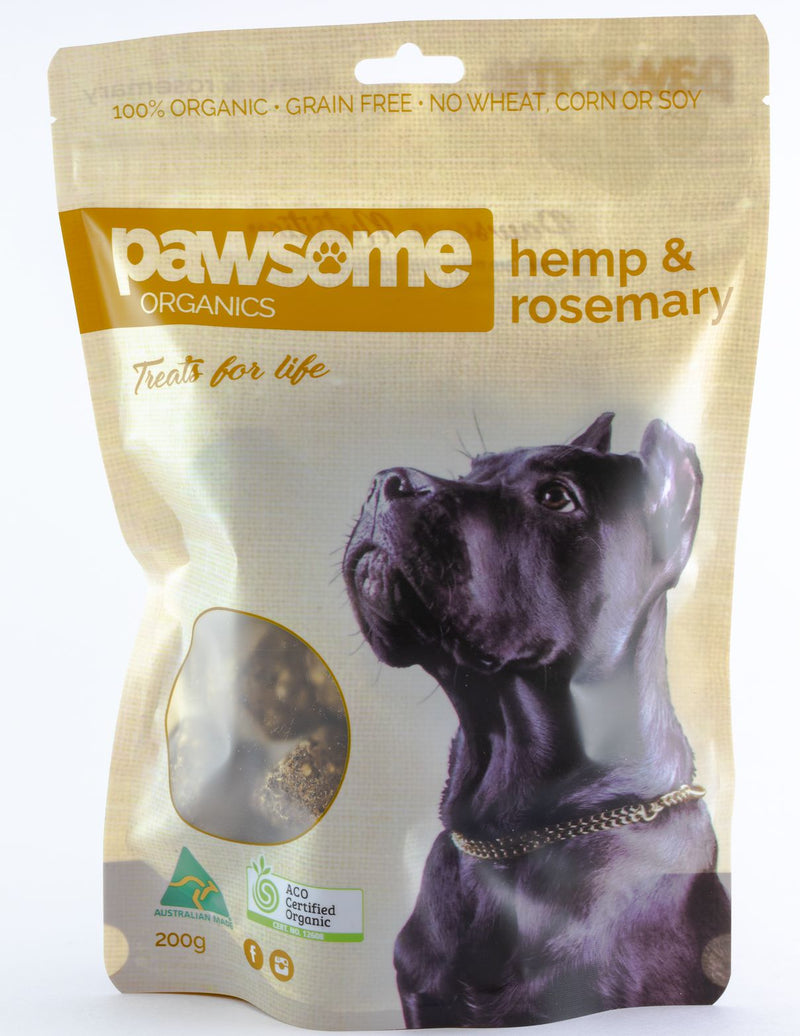 Pawsome Organics Certified Organic Hemp and Rosemary Dog Treats 200g
