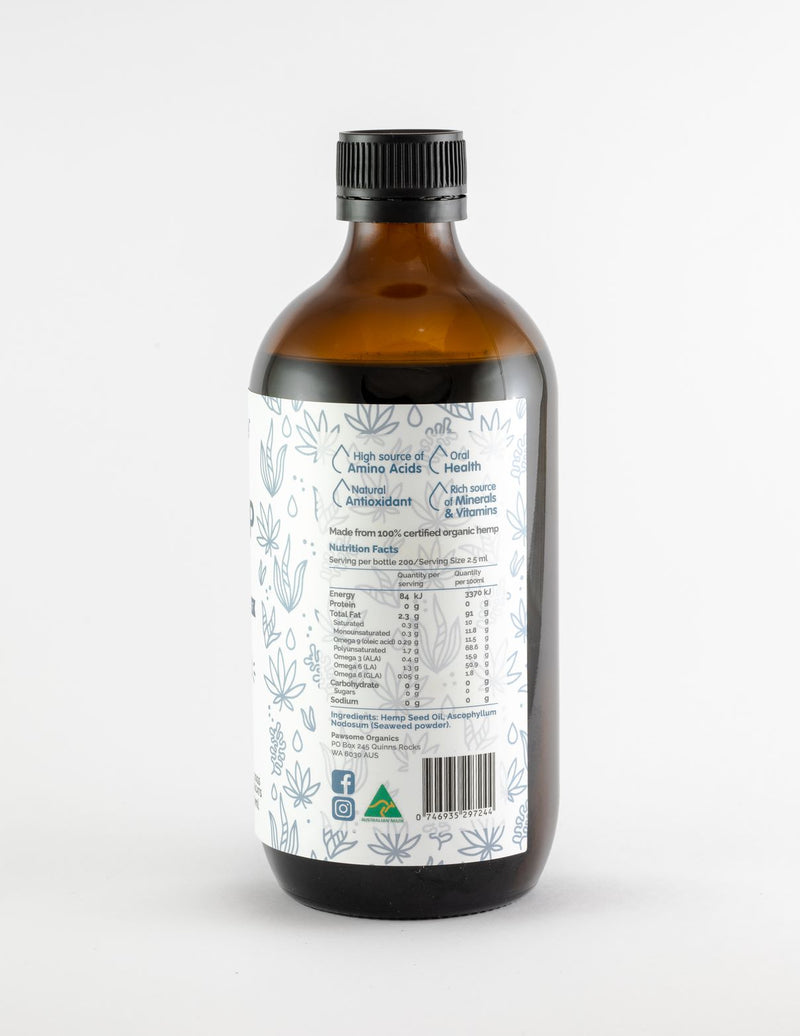 Pawsome Organics Certified Organic Hemp Oil and Seaweed 500ml