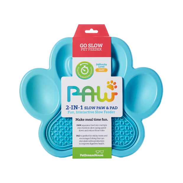 Paw 2 In 1 Slow Feeder Bowl Lick Pad Combo Blue
